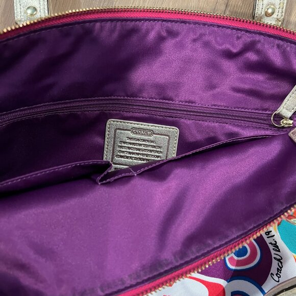 Coach Poppy Tote Bag Vintage Excellent Condition Red White - Picture 6 of 7